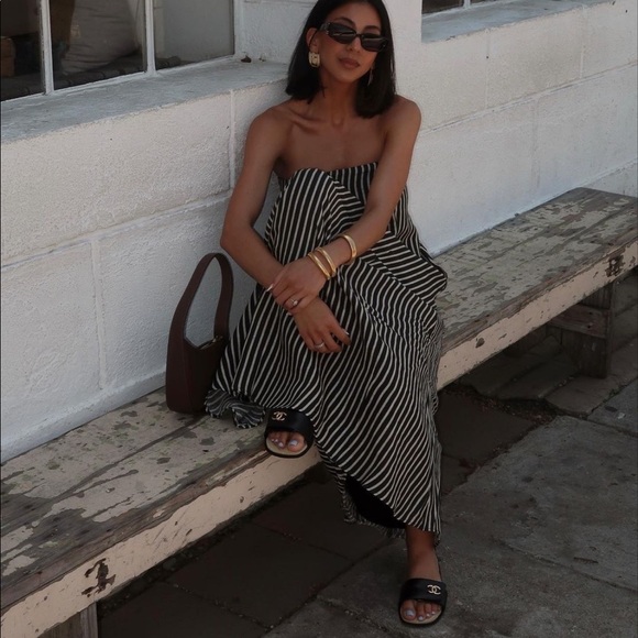 RORY BLACK LINEN MIDI DRESS - Picture 3 of 8